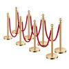 Stanchions and Velvet Ropes 8Pcs, Hollow Base with Stainless Steel Post, 6 Red Velvet Ropes and Posts, Crowd Control Barriers Gold Stanchions