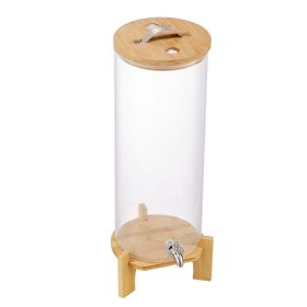 Beverage Dispenser, 3.5 Gallon Drink Dispensers for Parties, Glass Juice Dispenser with Wood Stand, Stainless Steel Spigot