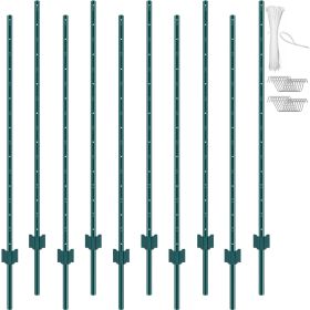 5 Feet Fence Post, 10 Pack U-Channel Heavy Duty Metal Fence Posts, Sturdy Steel Fence Stakes for Garden Yard, Lawn, Farms and Outdoor Wire Fencing