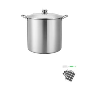 21 QT Canning Pot with Rack and Lid, Stainless Steel Waterbath Canner with Dual Handle and Glass Lid, Compatible with All Cooktops: Induction, Gas