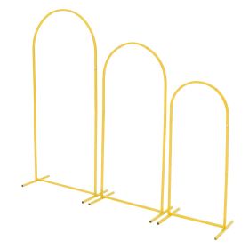 Arch Backdrop Stand, Set of 3, 6/5/4 ft, Stable Structure, Easy Assembly, Gold Metal Arch Backdrop Stand for Wedding, Birthday Party, Graduation