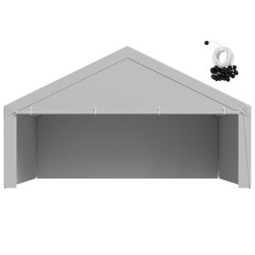 Carport Replacement Canopy, 20 x 20 ft Potable Garage Tent Top Tarp with Sidewalls, UV-Resistant & Waterproof
