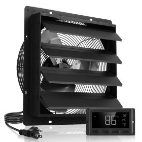 16 inch Shutter Exhaust Fan, Wall Mounted Attic Vent Fan with Smart Programming Variable Speed Temperature Control, 2900 CFM,EC Motor,Timer, for Shed
