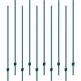 6 Feet Fence Post, 10 Pack U-Channel Heavy Duty Metal Fence Posts, Sturdy Steel Fence Stakes for Garden Yard, Lawn, Farms and Outdoor Wire Fencing