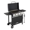 Gas Griddle, 3-Burner Flat Top Grill, Propane Griddle with Wheels, Lid, 3 x 11000 BTU Outdoor Flat Top Grills for Pan-Frying, Grilling, Stir-Frying