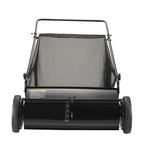 Push Lawn Sweeper, 26-inch Leaf & Grass Collector, Strong Rubber Wheels & Heavy Duty Thickened Steel