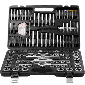 Tap and Die Set, 116-Piece Include Metric and SAE Size, Bearing Steel Taps and Dies, Essential Threading Tool for Cutting External Internal Threads