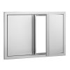 BBQ Access Door, 28W x 19H Inch Double Outdoor Kitchen Door, Stainless Steel Flush Mount Door, Wall Vertical Door with Recessed Handles