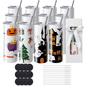 12 Pack Sublimation Tumblers 20oz Skinny Straight, Stainless Steel Sublimation Tumblers Blank