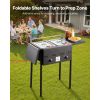 Outdoor Propane Deep Fryer, Dual-Tank 8QTx2 Commercial Fryer, Stainless Steel Cooker with Foldable Platform, Dual Basket, and Heat Adjustment