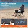 Camping Folding Chair for Adults, Portable Heavy Duty Outdoor Quad Lumbar Back Padded Arm Chairs with Side Pockets