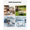 Stainless Steel Cart, 2-Tier Rolling Lab Utility Cart with Lockable Wheels, Medical Serving Trolley Clinic Tray