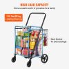 Folding Shopping Cart, Jumbo Grocery Cart with Double Baskets, 360° Swivel Wheels, Heavy Duty Utility Cart