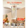 Beverage Dispenser, 3.5 Gallon Drink Dispensers for Parties, Glass Juice Dispenser with Wood Stand, Stainless Steel Spigot