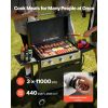 Gas Griddle, 3-Burner Flat Top Grill, Propane Griddle with Wheels, Lid, 3 x 11000 BTU Outdoor Flat Top Grills for Pan-Frying, Grilling, Stir-Frying