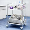 Stainless Steel Cart, 2-Tier Rolling Lab Utility Cart with Lockable Wheels, Medical Serving Trolley Clinic Tray